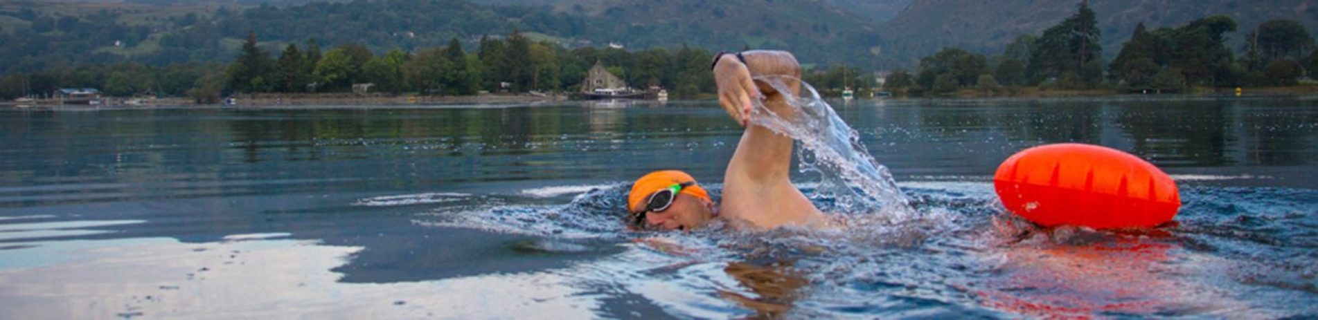 lone-open-water-swimmer-in-loch-tree-background
