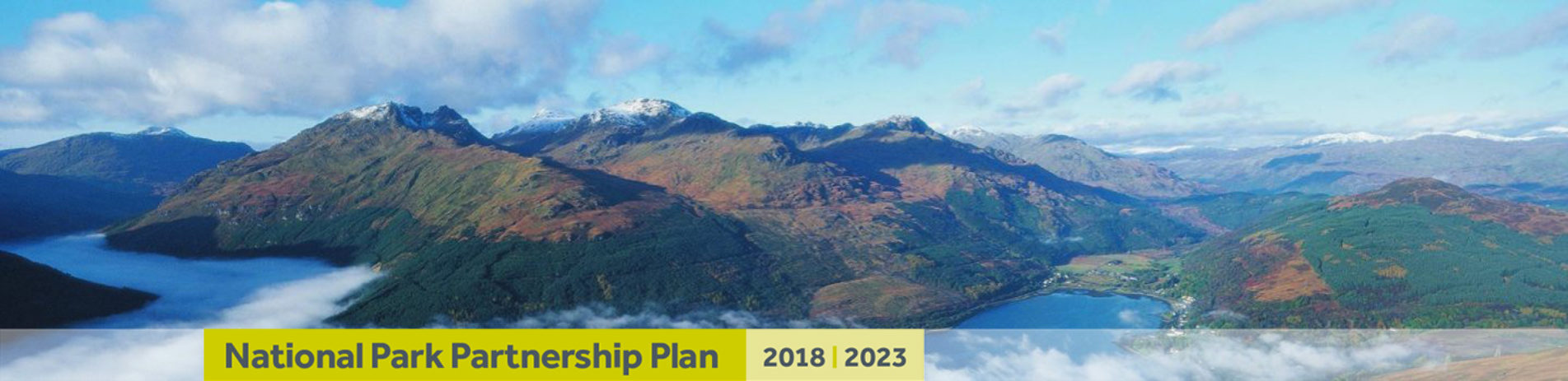 arrochar-alps-panorama-with-loch-long-covered-by-mists-at-bottom-of-picture-as-well-as-banner-reading-national-park-partnership-plan-two-thousand-eighteen-two-thousand-twenty-three