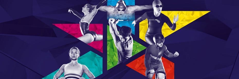 european-championships-glasgow-two-thousand-eighteen-logo-images-of-athletes-in-black-and-white-on-colourful-segments-of-star