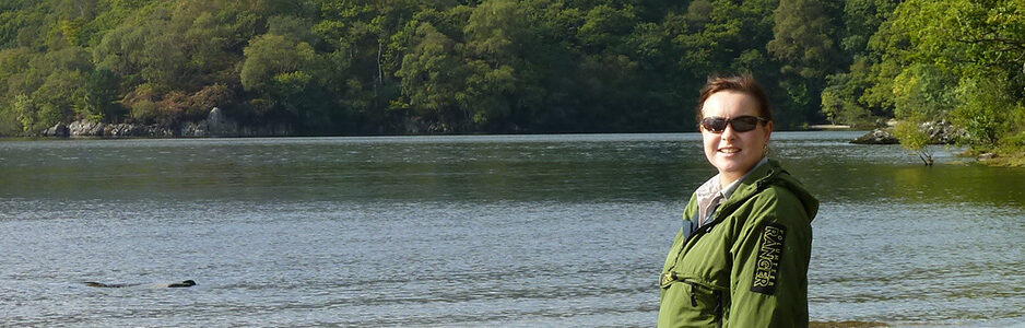 Solo Volunteer Ranger on shore of Loch Lomond