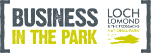 business-in-the-park-writing-and-national-park-logo-green-and-grey-colours-on-transparent-background
