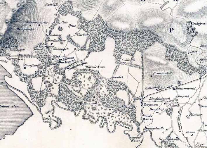 Policies of Buchanan Castle J. Grassom’s Map of the County of Stirling, 1817 (National Library of Scotland)