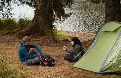 loch lomond day visit two-friends-sat-in-front-of-tent