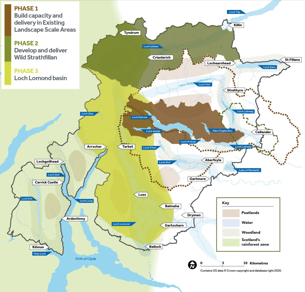 Map of National Park area with landscape scale projects highlighted